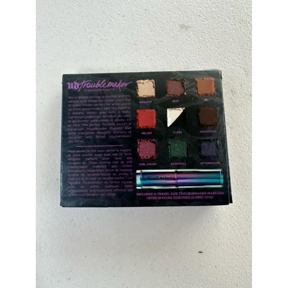 New NIP Rare Urban Decay Troublemaker Eyeshadow Palette Travel Size Mascara Set